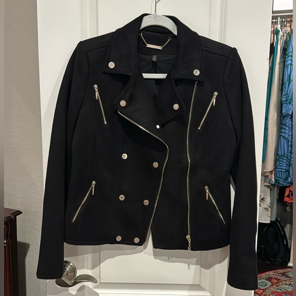 Beautiful White House Black Market Black Suede Moto Jacket 😍🖤💝🤩